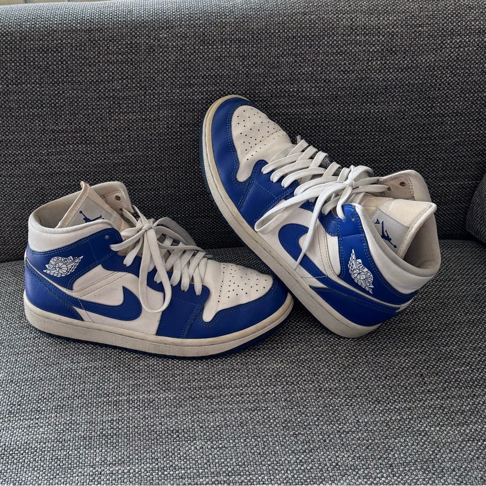 Air Jordan Blue and White High-Top Sneakers